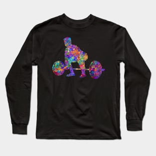 Weightlifter watercolor art Long Sleeve T-Shirt